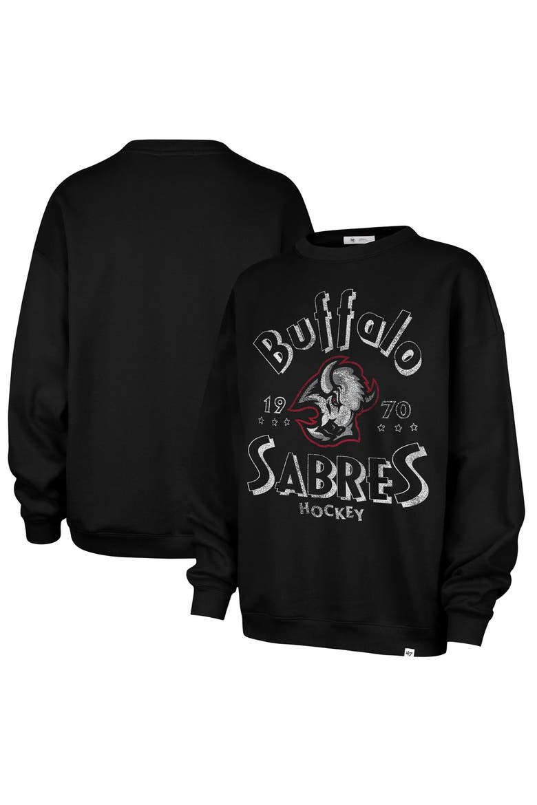 Women's '47 Black Buffalo Sabres Circle Change Stars Oversized Sweatshirt, Main, color, Black