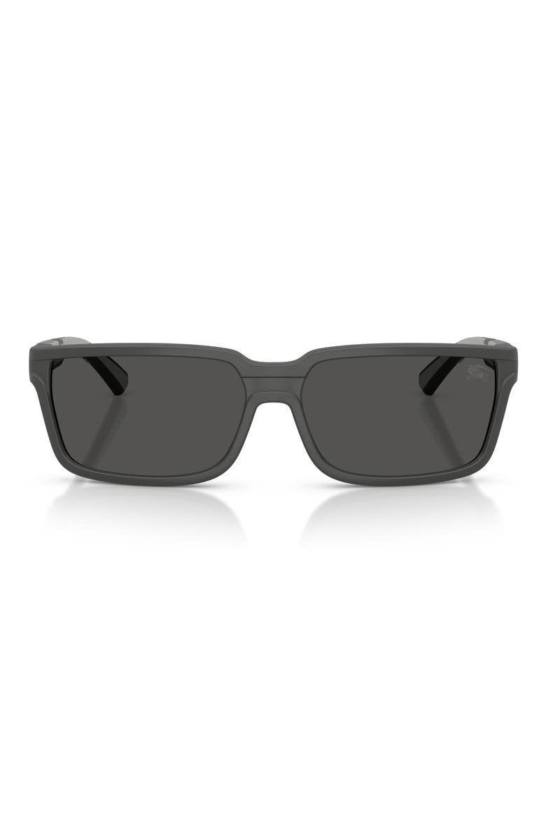 61mm Rectangle Sunglasses, Main, color, MATTE GREY / DARK GREY