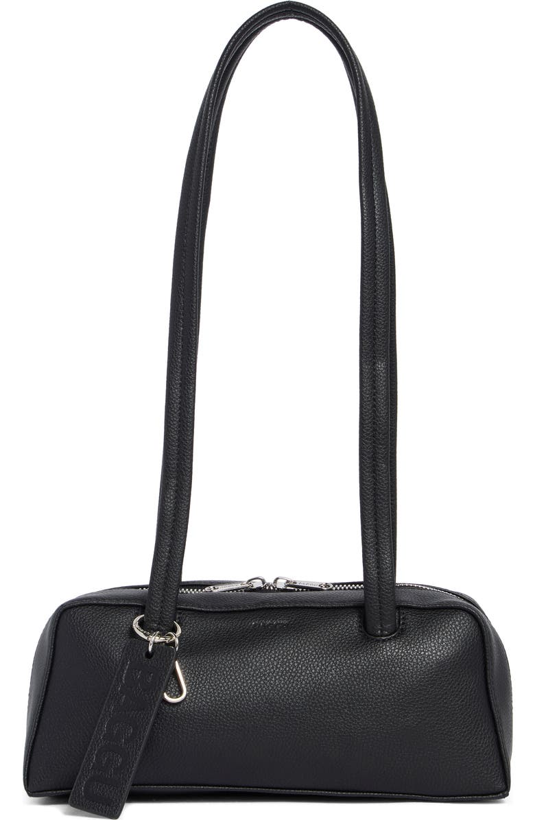 Baggu Small Recycled Leather Bowler Shoulder Bag, Main, color, Black