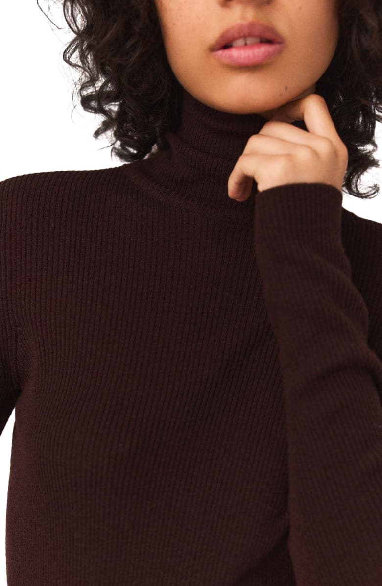 maje Wool and silk sweater, Alternate, color, Brown