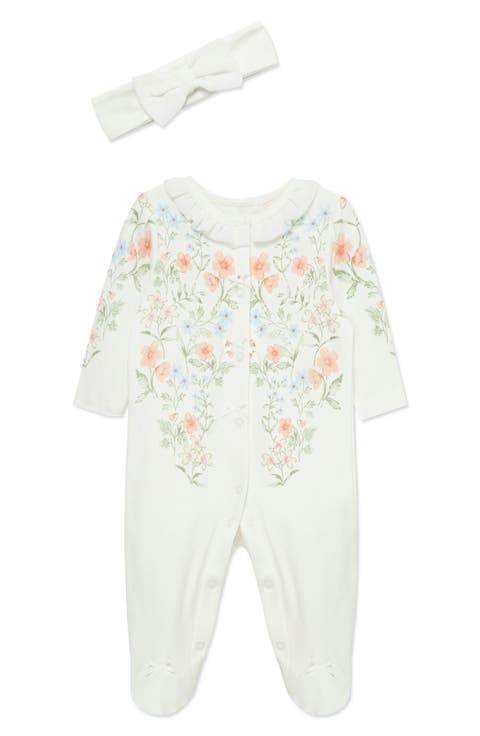 Ramble Rose Cotton Footie & Headband Set (Baby) (Nordstrom Exclusive)