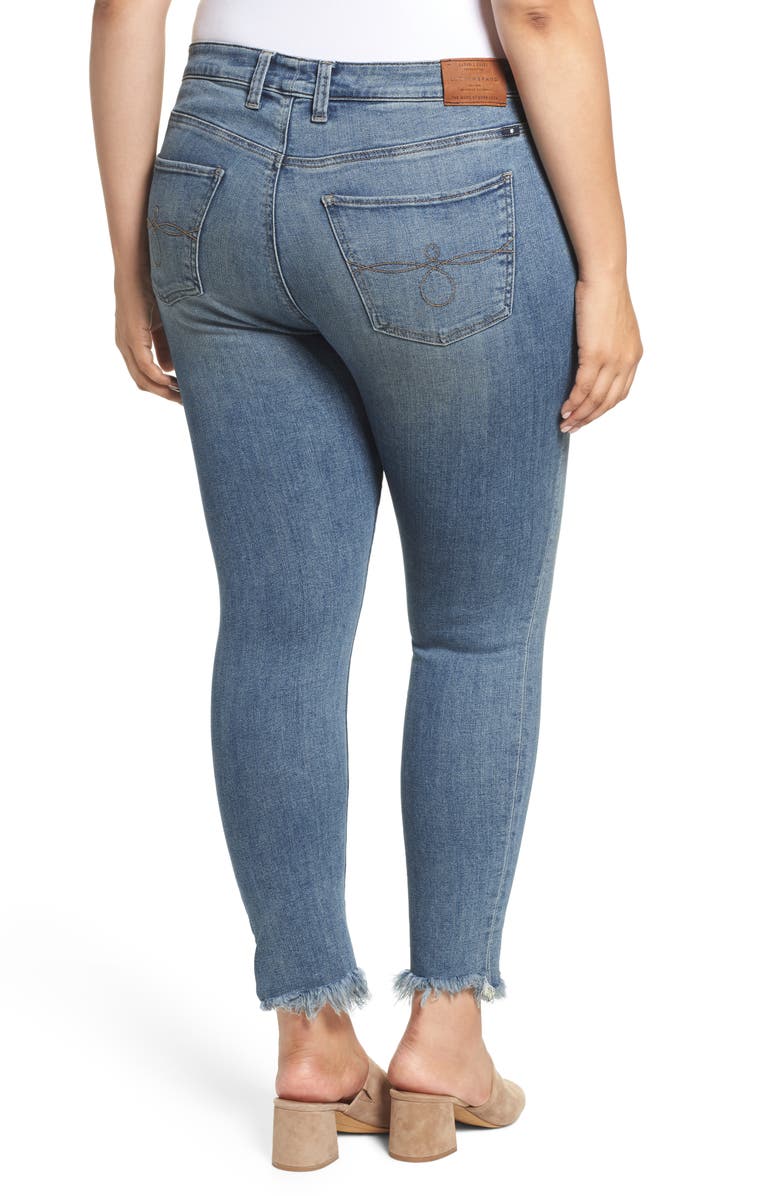 Lucky Brand Ginger Fringed Hem Skinny Jeans, Alternate, color, 