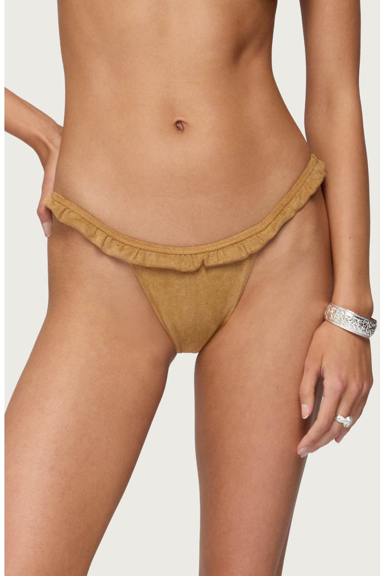 Gilda Faux Suede Bikini Bottoms, Main, color, BROWN