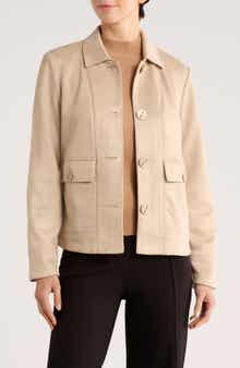 T Tahari Faux Suede Cropped Jacket