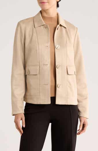 T Tahari Faux Suede Cropped Jacket