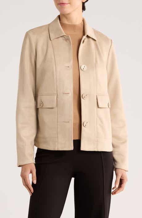 T Tahari Faux Suede Cropped Jacket