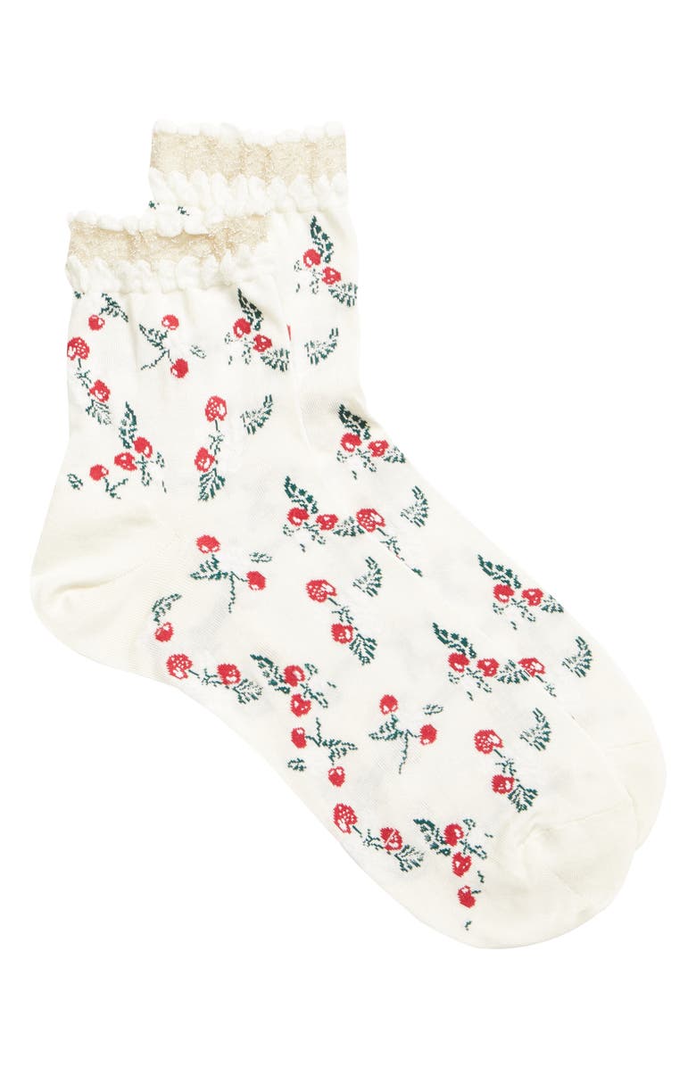 Anna Sui Cherry Crew Socks, Main, color,