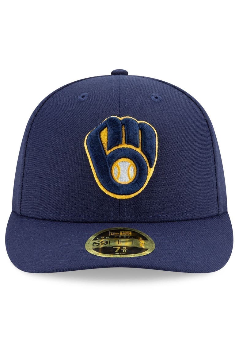 Men's New Era Navy Milwaukee Brewers Authentic Collection On-Field Low Profile 59FIFTY Fitted Hat, Alternate, color, NAVY
