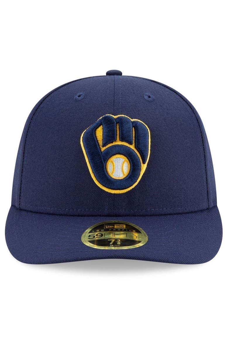 New Era Men's New Era Navy Milwaukee Brewers Authentic Collection On-Field Low Profile 59FIFTY Fitted Hat, Alternate, color, Navy