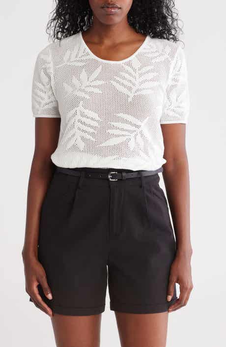 Daniel Rainn Cotton Jacquard Short Sleeve Sweater