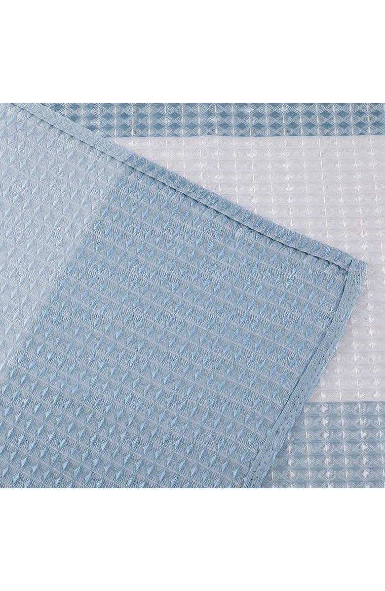 DAINTY HOME Shades Ombré Waffle Texture Shower Curtain, Alternate, color, Aqua