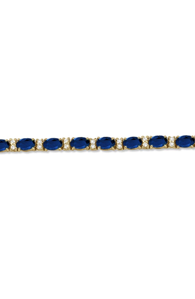 ALLUREZ Lab Grown Diamond & Oval Cut Sapphire Tennis Bracelet 14k, Alternate, color, Yellow Gold