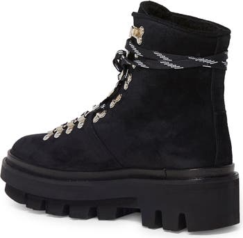 Wanda Genuine Shearling Lug Sole Combat Boot