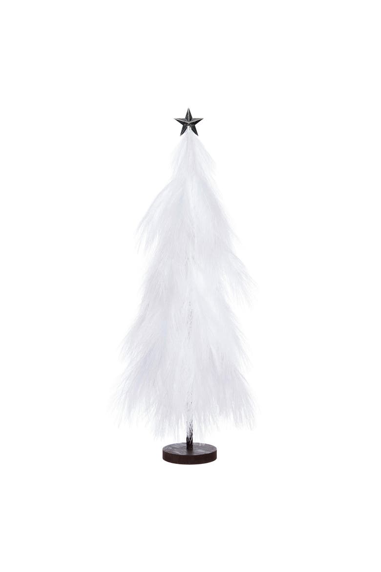 White Pampas Christmas Tree Figurine 27.56", Main, color, White