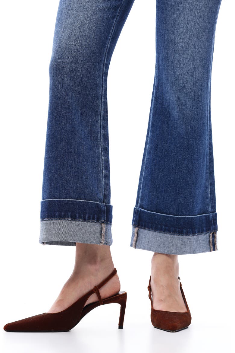 Cuffed High Waist Ankle Flare Jeans, Alternate, color, MEDIUM BLUE