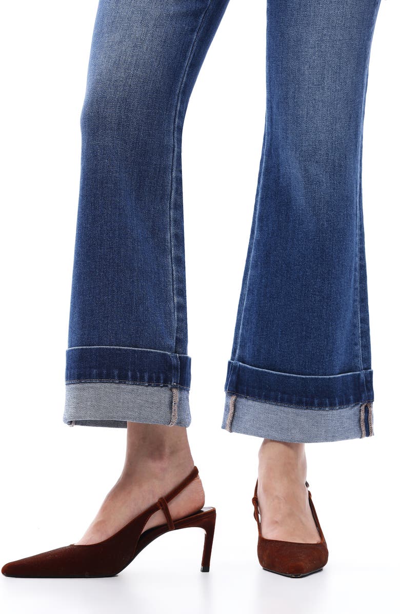 Bayeas Cuffed High Waist Ankle Flare Jeans, Alternate, color, Medium Blue