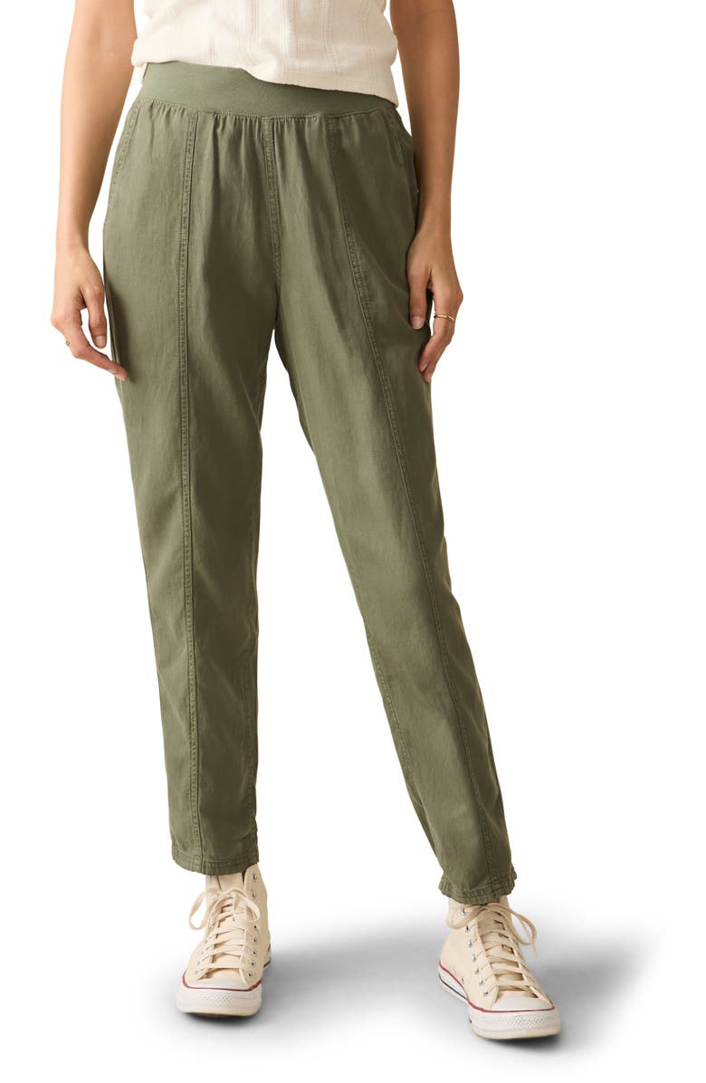 Faherty Arlie Pull-On Tapered Leg Pants, Main, color, Thyme