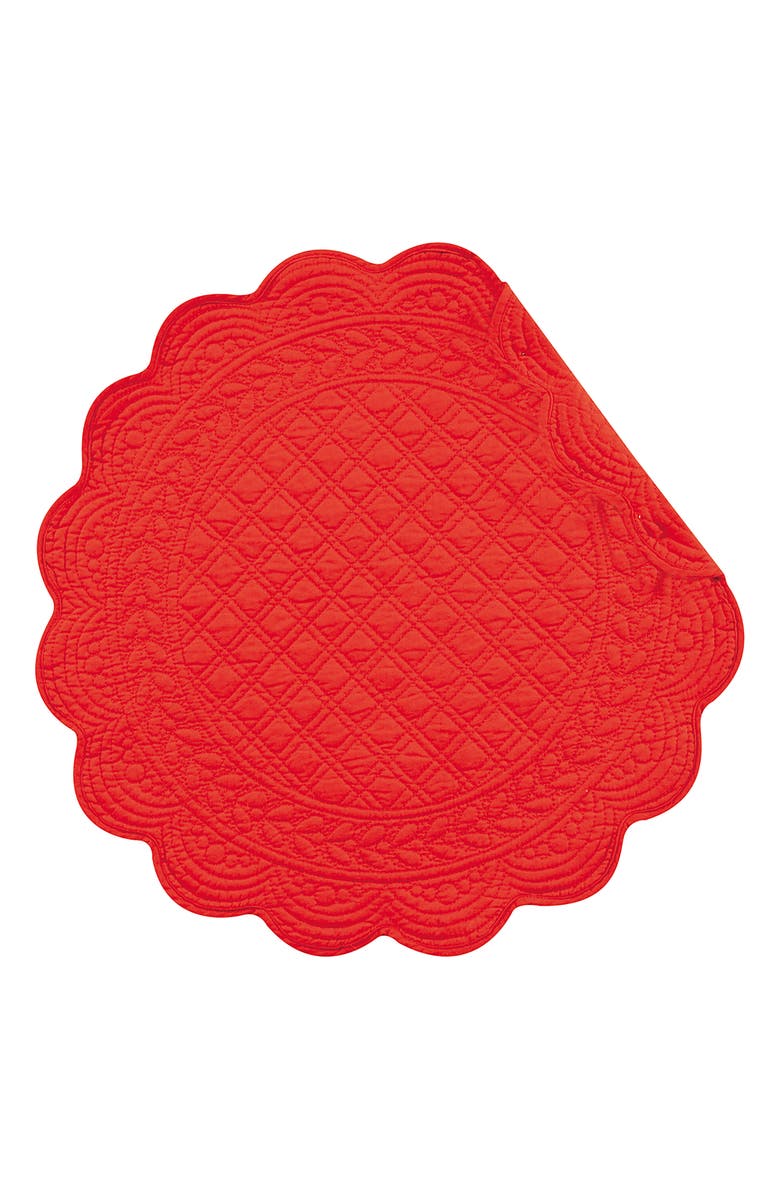 C&F Home Red Round July Fourth Placemats Set of 6, 17", Main, color, Red