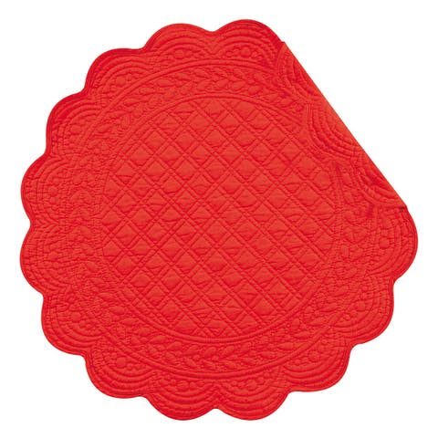 Red Round Patriotic U.S.A. 4th Of July Placemats Set of 4, 17"