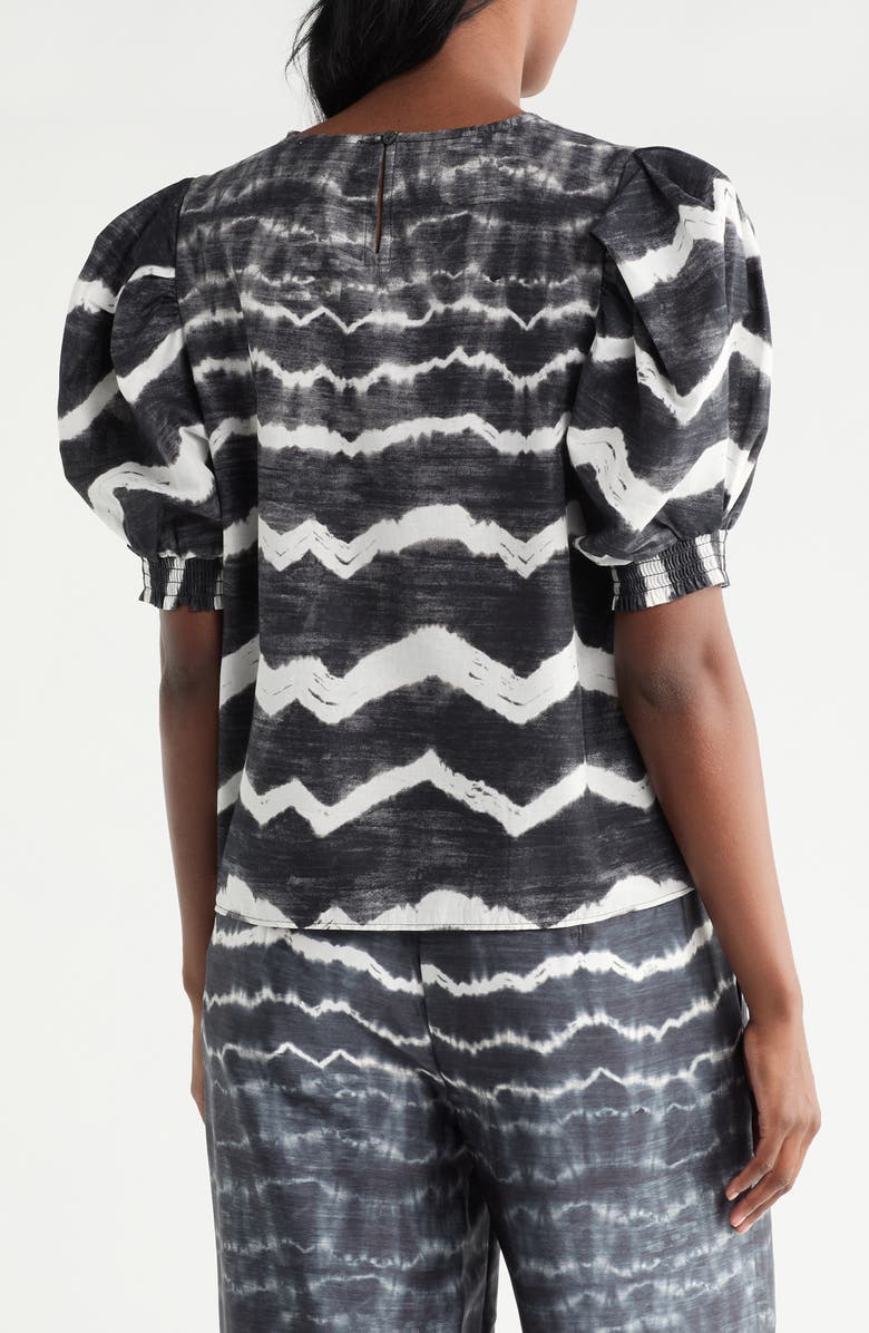 DKNY SPORTSWEAR Box Print Cotton Puff Sleeve Top, Alternate, color, Wavy Tie Dye