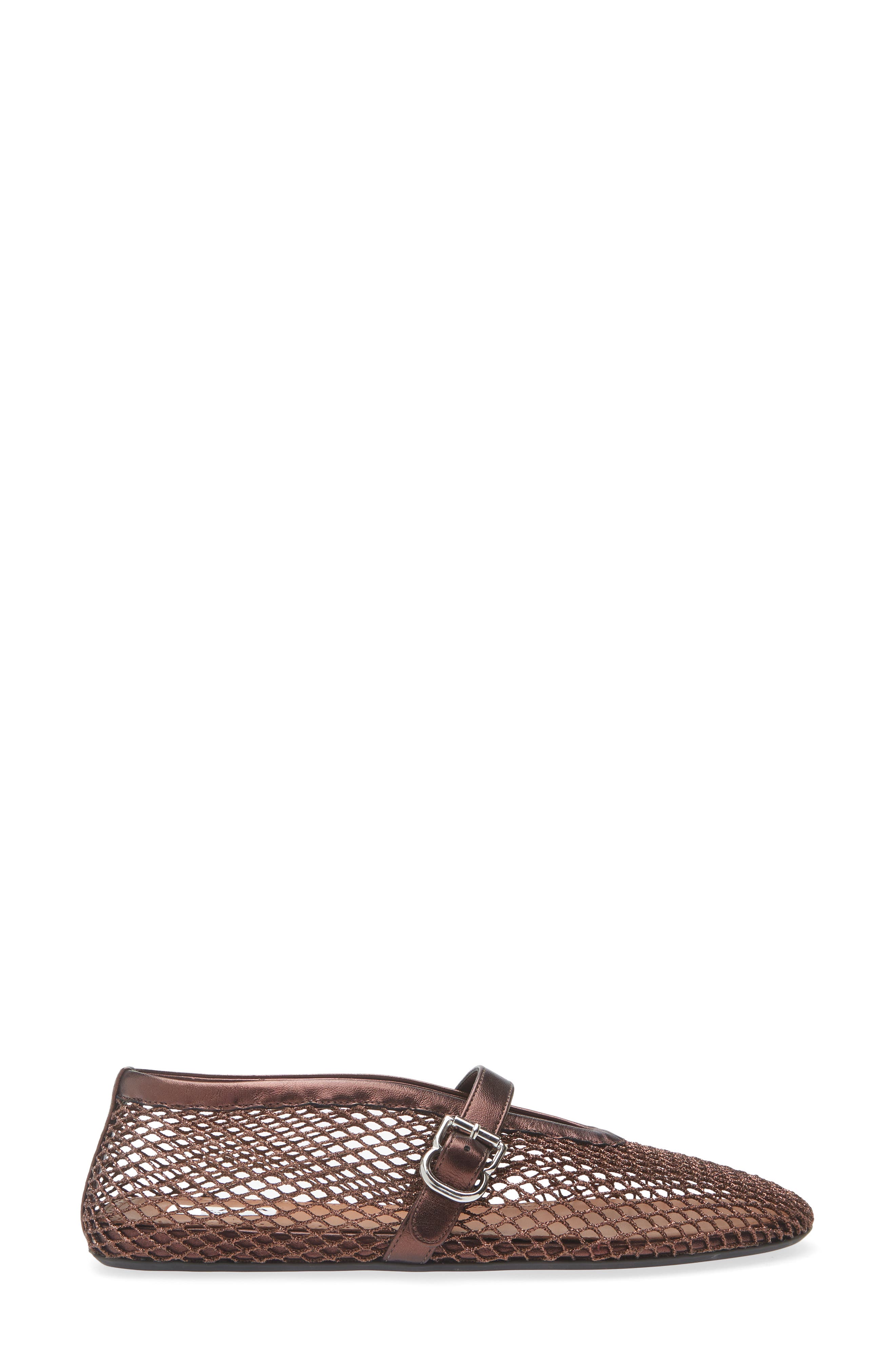 Alaïa Fishnet Ballerina Flat, Alternate, color, Bronze