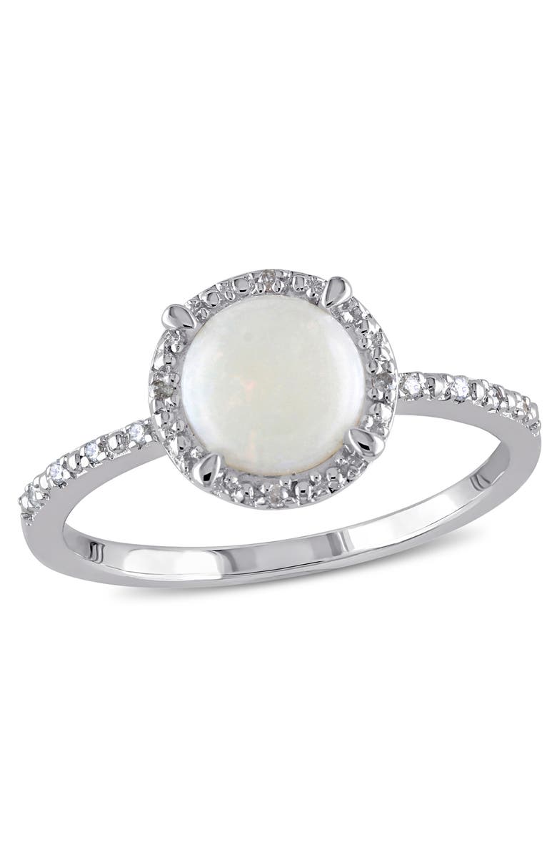 Julianna B. Opal & Diamond Accent Halo Ring, Main, color, Opal