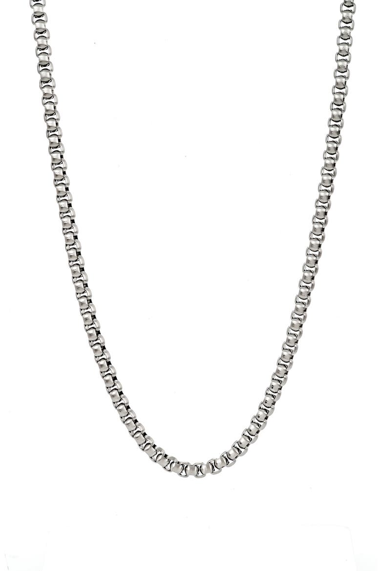 Men's Box Chain Necklace, Main, color, SILVER
