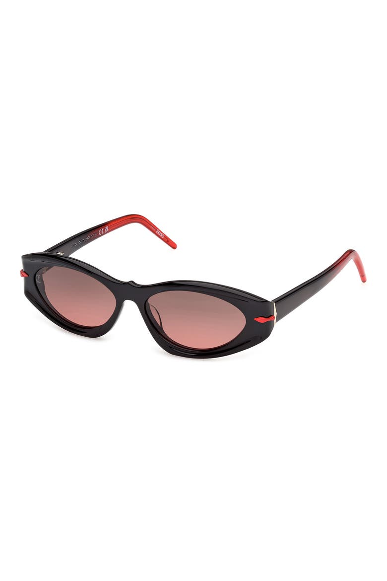 55mm Cat Eye Sunglasses, Alternate, color, BLACK / BLACK RED / GOLD