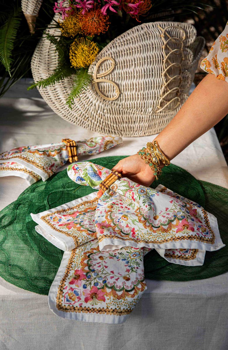 Juliska Sofia Set of 4 Sateen Napkins, Alternate, color, White Multi