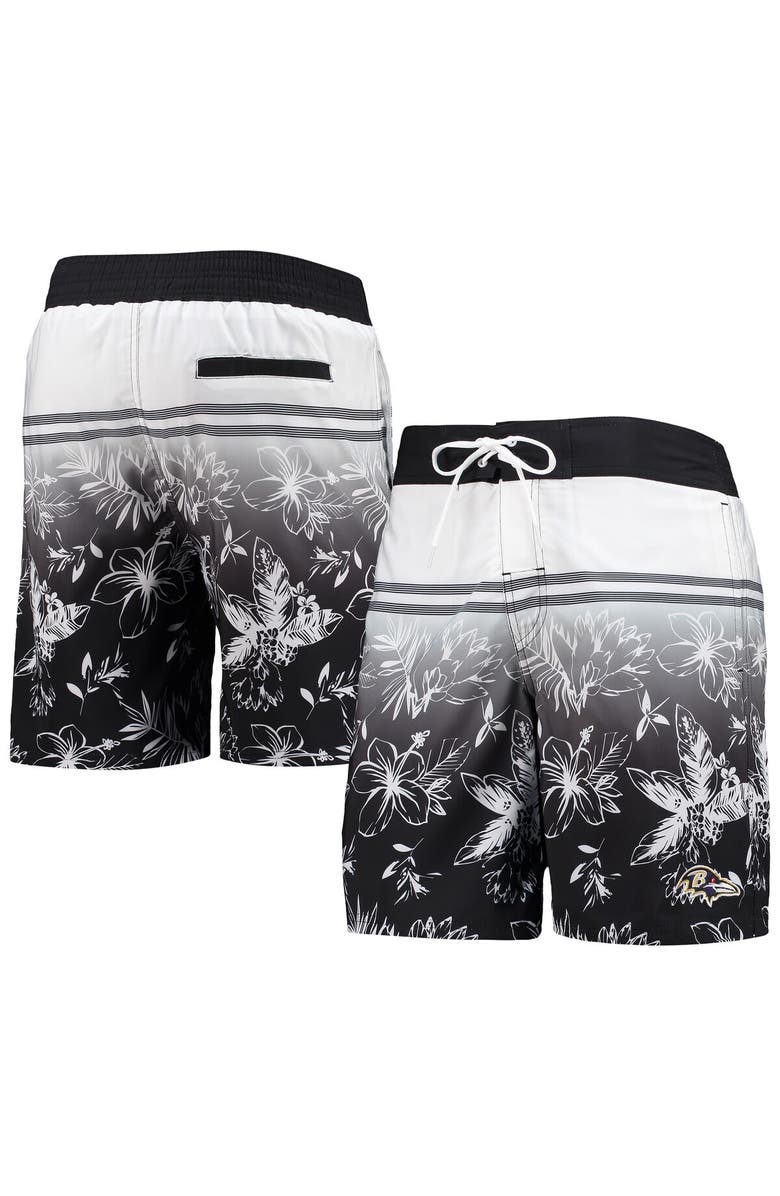 G-III SPORTS BY CARL BANKS Men's G-III Sports by Carl Banks Black Baltimore Ravens Island Volley Swim Shorts, Main, color, 