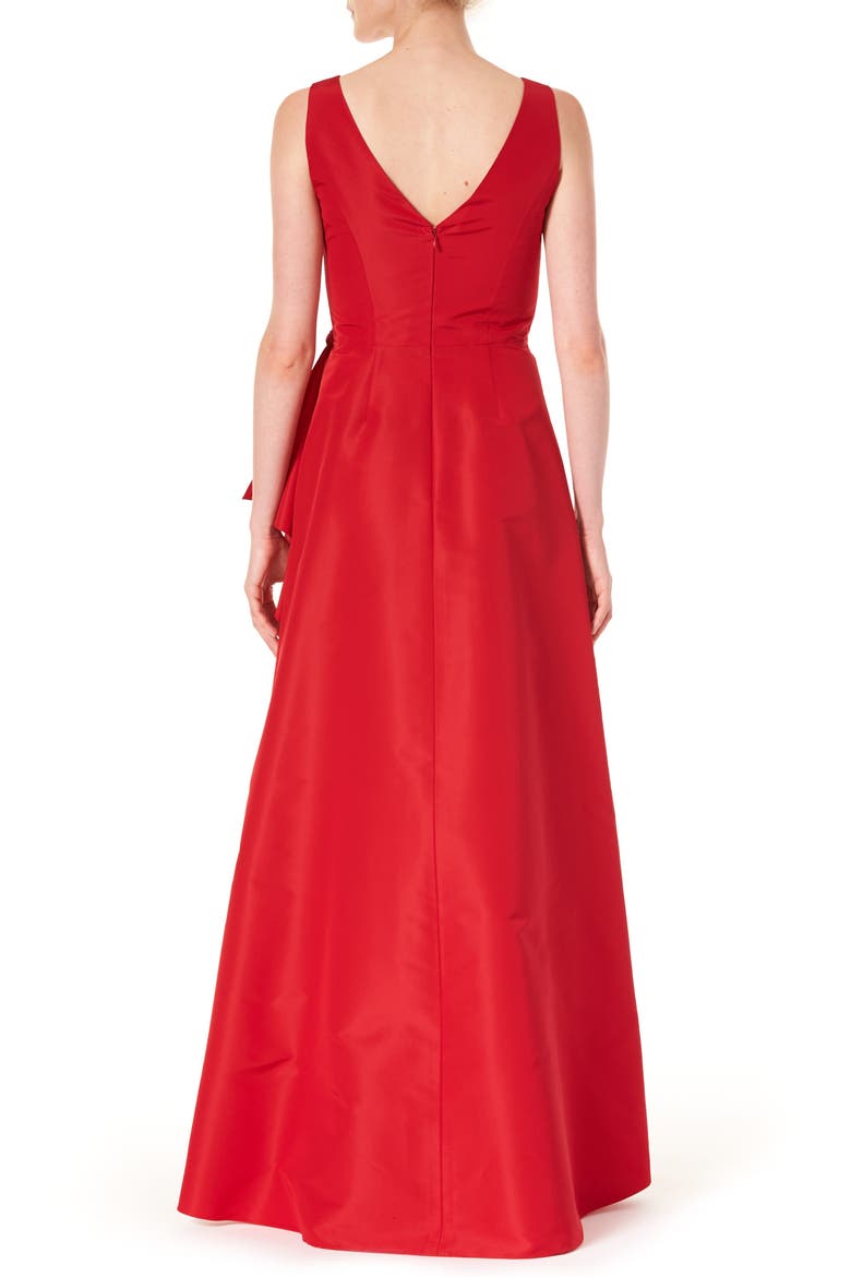 Ruffle Panel A-Line Silk Gown, Alternate, color, ICON RED