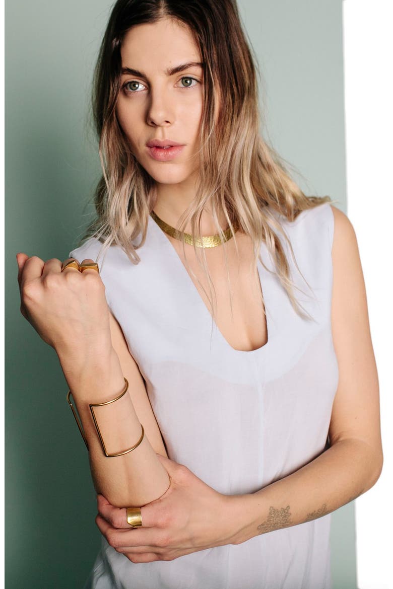 'Arch' Cuff Bracelet, Alternate, color, BRASS