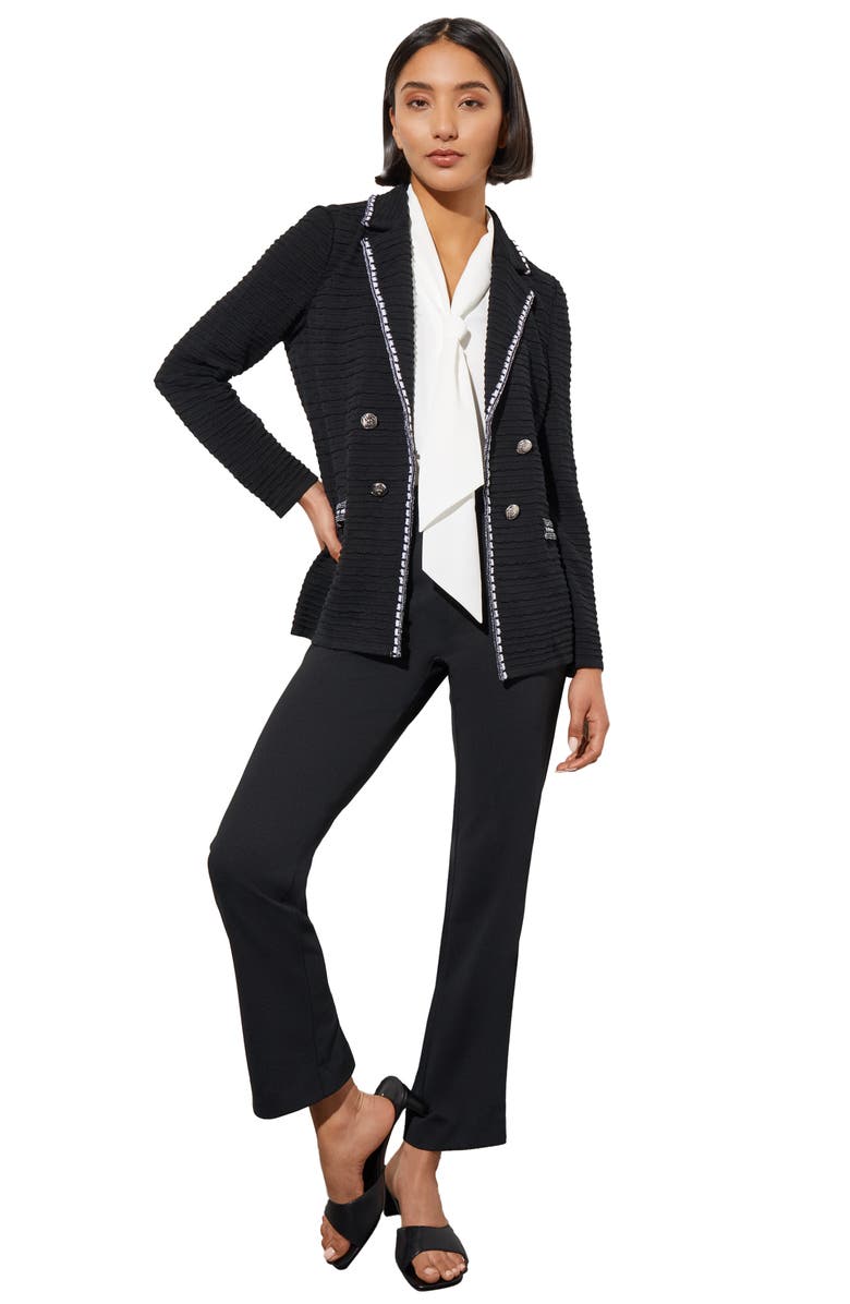 Ming Wang Contrast Trim Textured Knit Blazer, Alternate, color, 