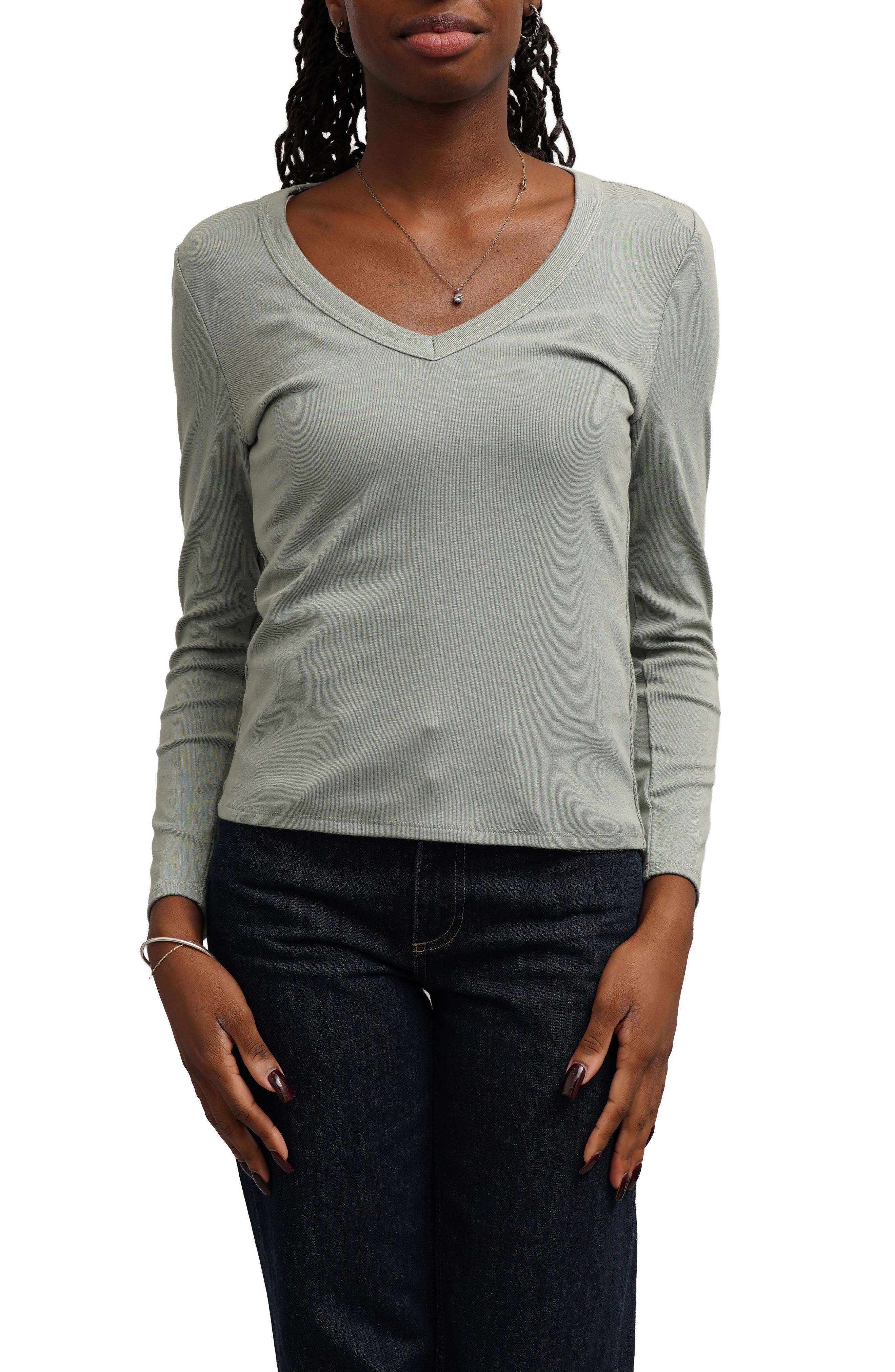 V-Neck Rib Top
