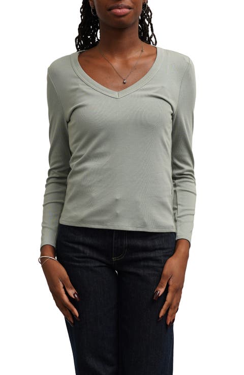 V-Neck Rib Top