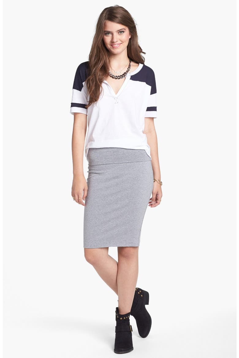 Mid-Length Pencil Skirt, Main, color, HEATHER GREY