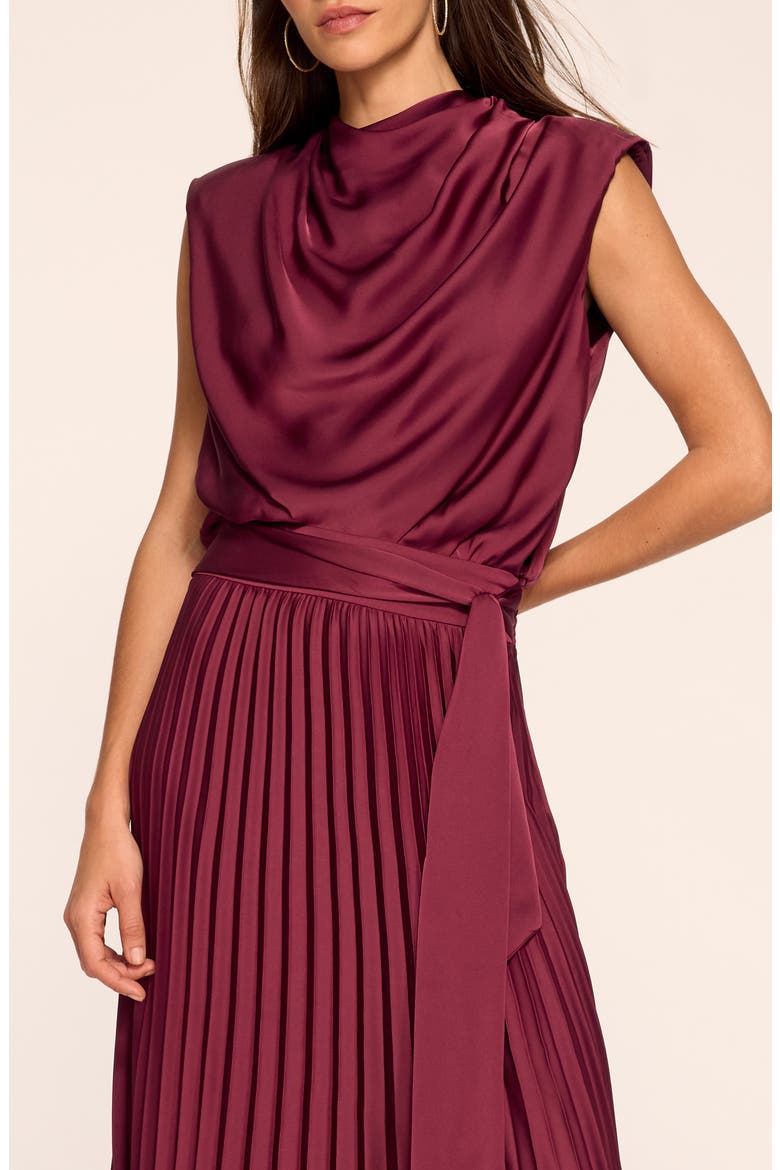 Farah Pleated Midi Dress, Alternate, color, CRANBERRY