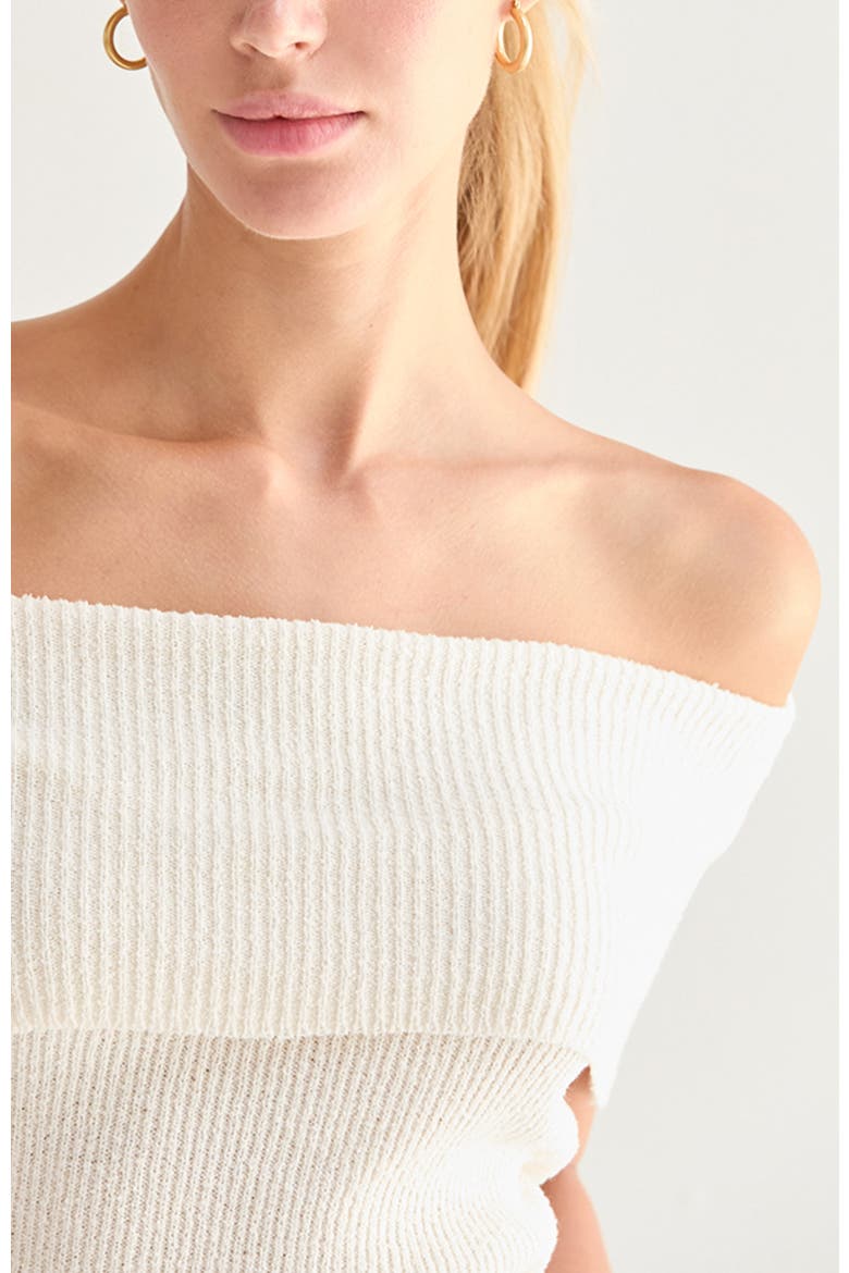 Off Shoulder Sweater Knit Top, Alternate, color, White