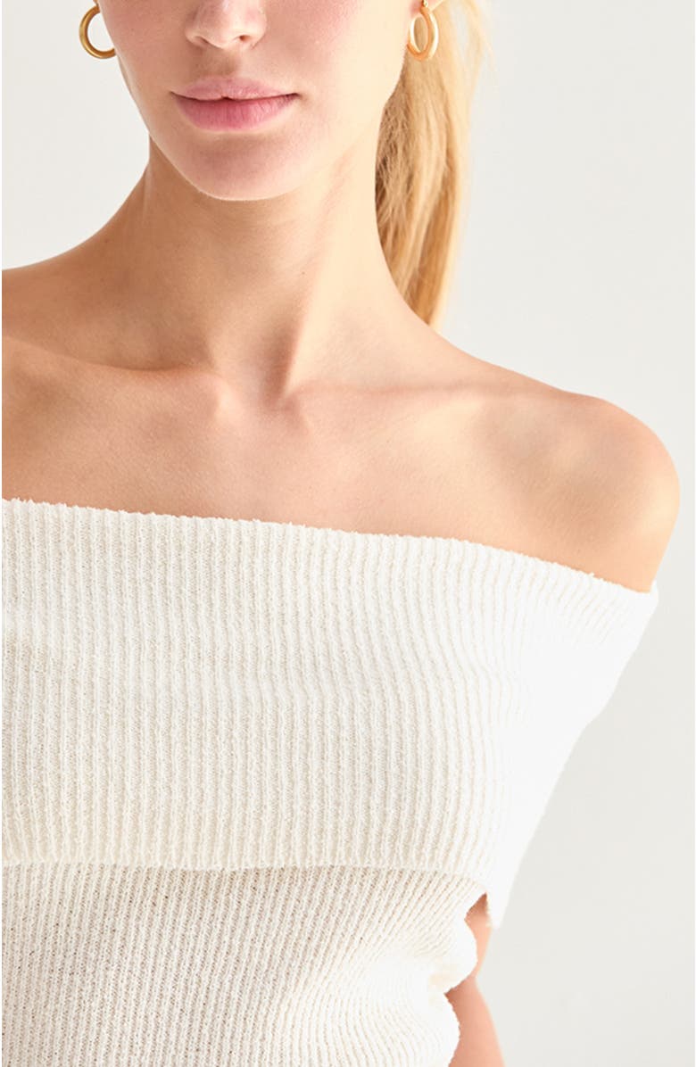 CRESCENT Off Shoulder Sweater Knit Top, Alternate, color, White
