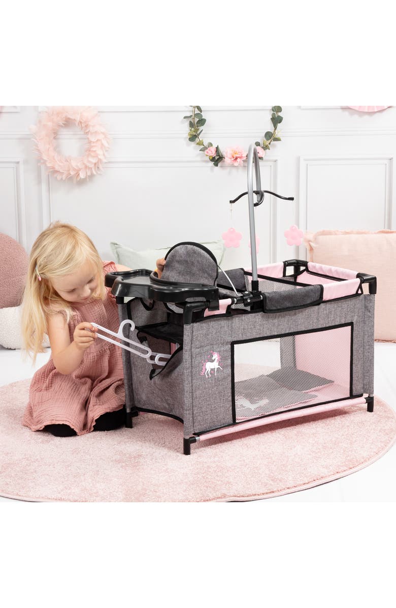Bayer Design Multibed Playpen For Dolls Up To 18" With Highchair & Mobile, Alternate, color, Multicolored