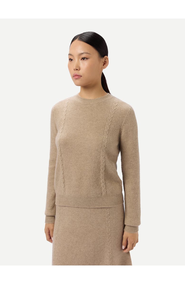 Gobi Cashmere Cropped Crewneck Cashmere Sweater, Alternate, color, Warm Grey