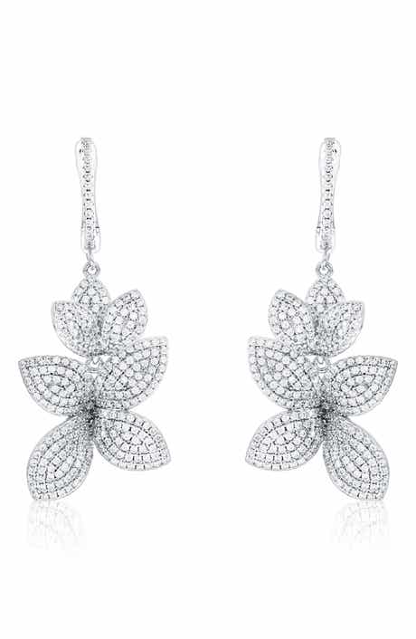 SUZY LEVIAN Cubic Zirconia Flower Drop Earrings