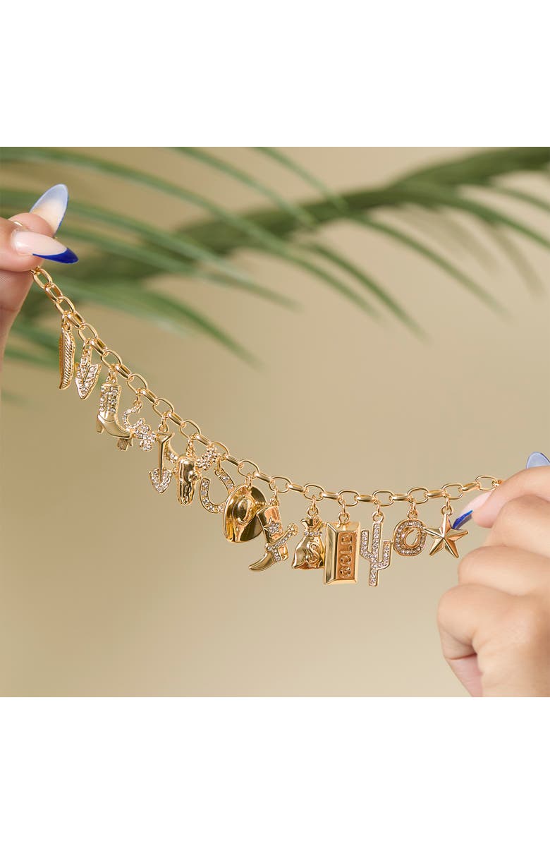 Jessica Simpson Gold-Tone Mixed Charm Toggle Bracelet, Alternate, color, Gold