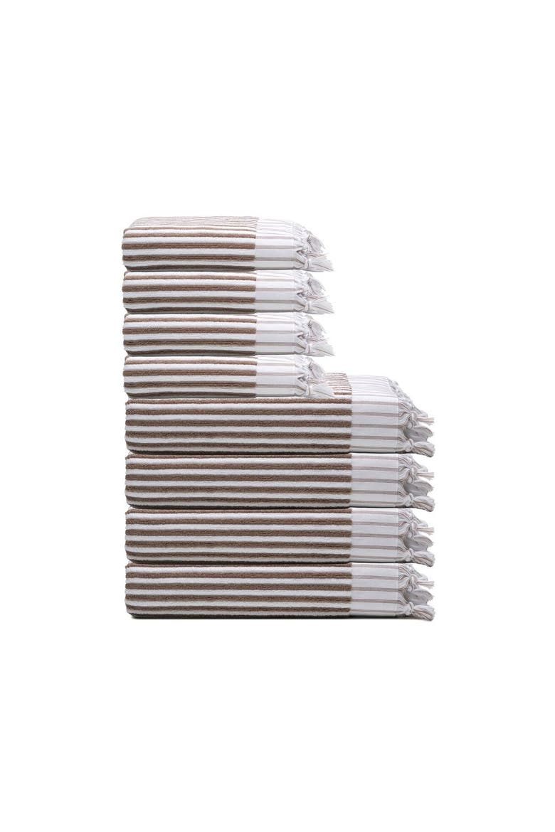 Stripes Turkish Cotton Terry Towel Bundle, Main, color, Taupe Brown
