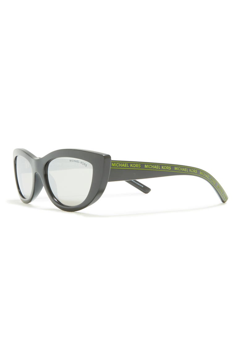 54mm Cat Eye Sunglasses, Alternate, color, BLACK / SILVER MIRROR