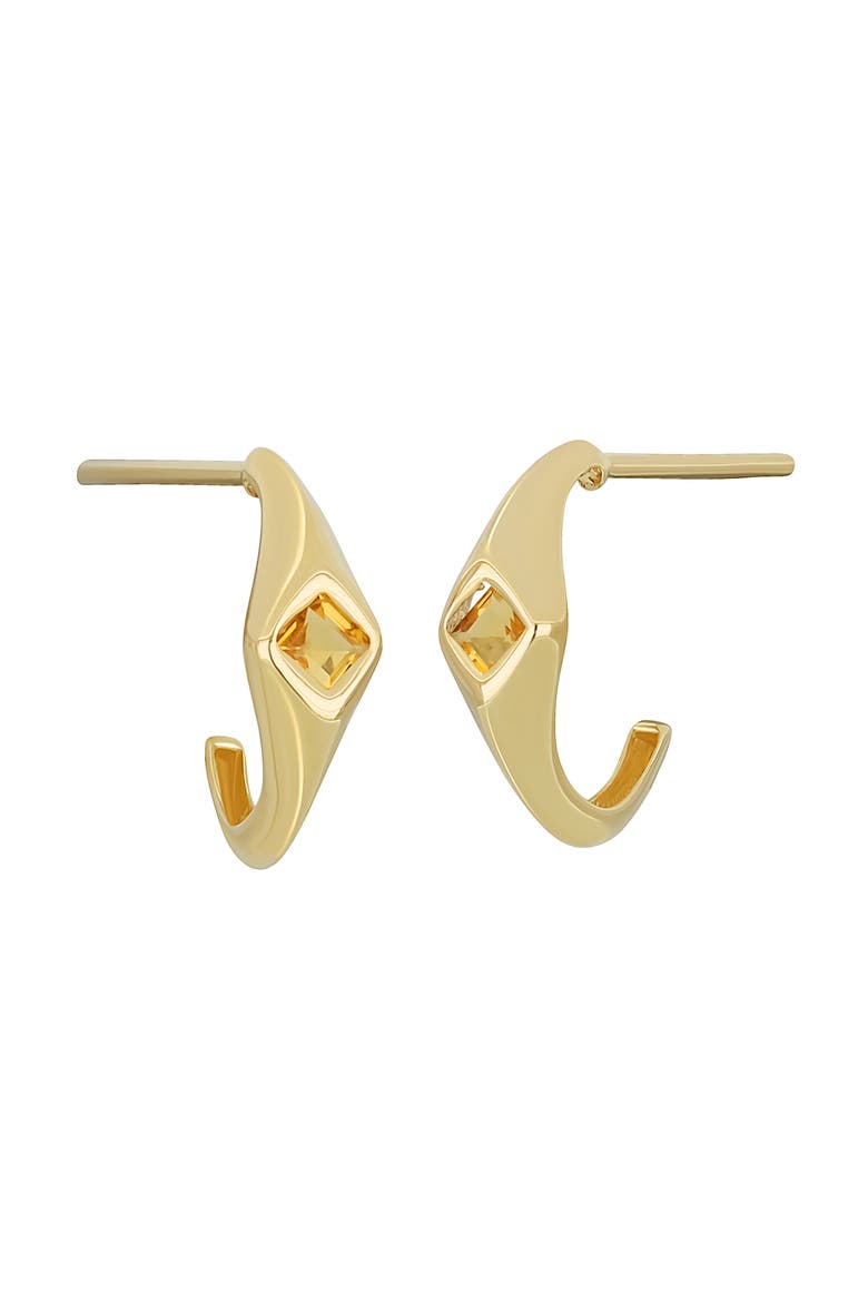14K Gold Half Hoop Earrings, Main, color, 14KY