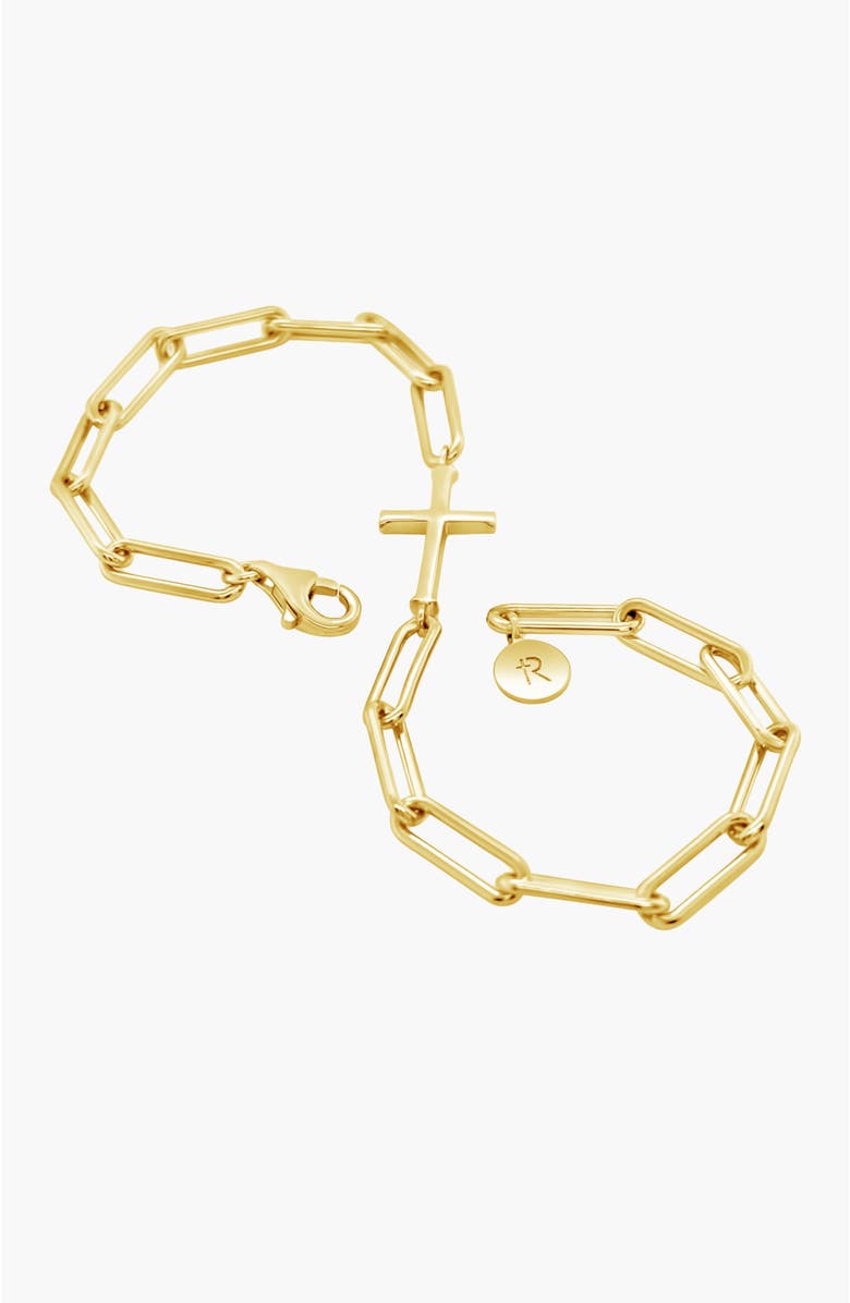 Rizen Jewelry Chain Breaker Cross Bracelet, Alternate, color, 18K Gold Plated