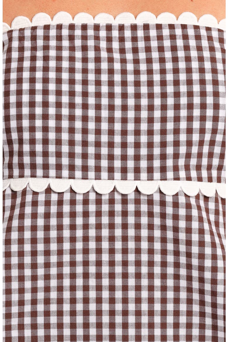 Kyle Gingham Strapless Top & Shorts Set, Alternate, color, CHOCOLATE GINGHAM