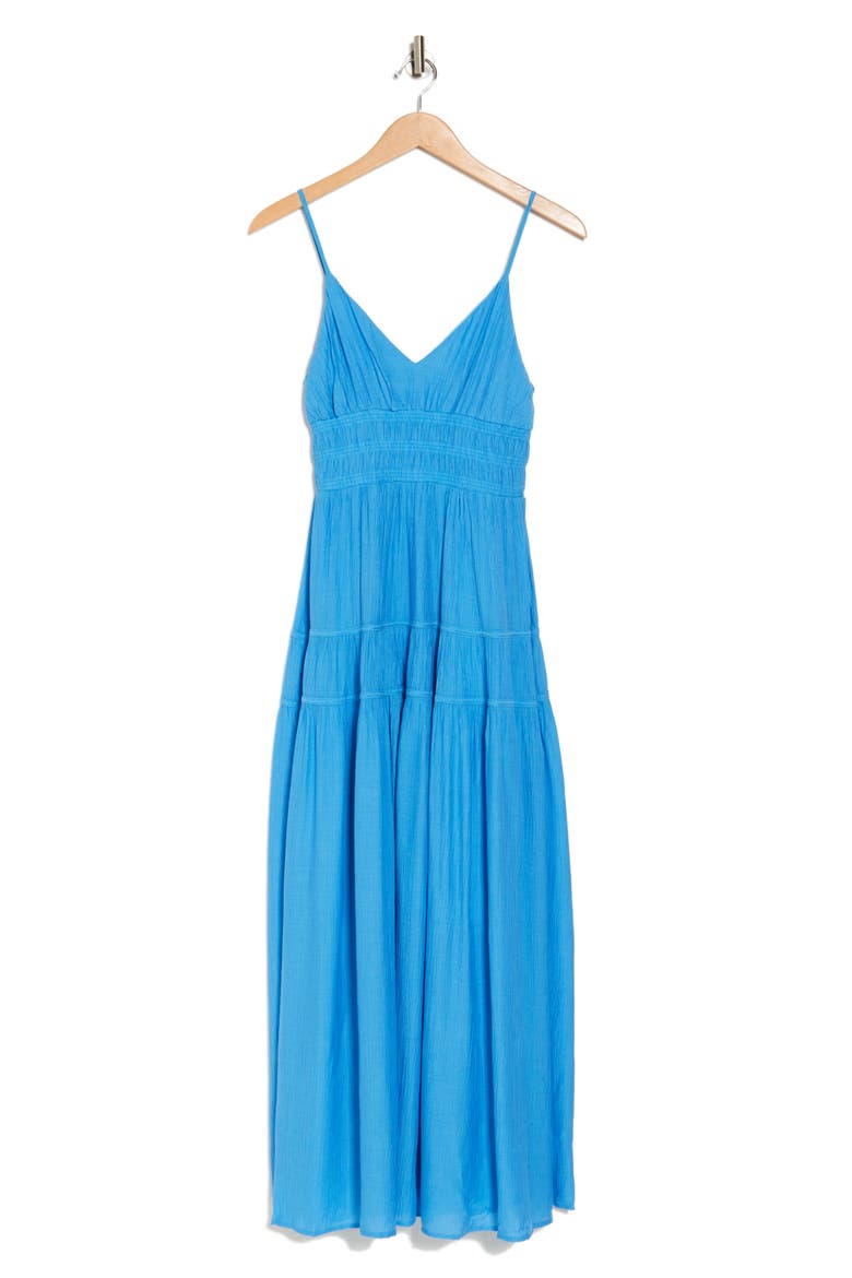 Smocked Sleeveless Maxi Dress, Alternate, color, BLUE