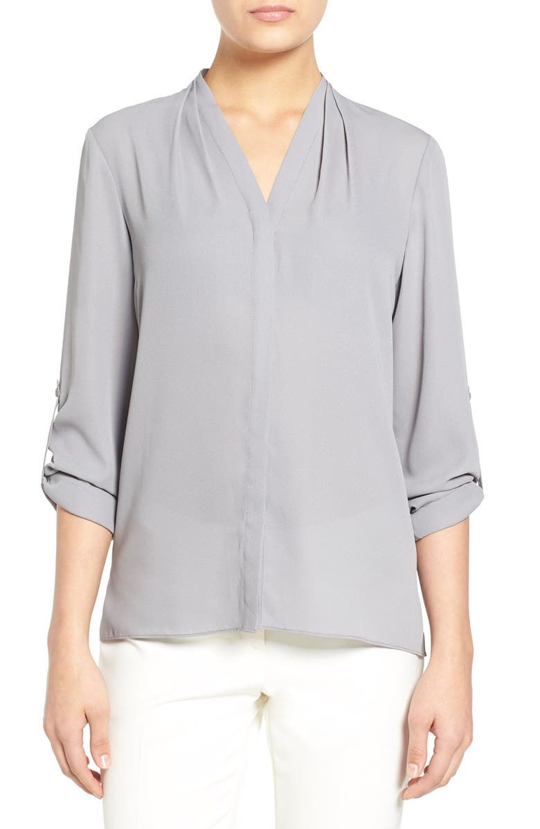 T Tahari 'Taylor' Roll Sleeve Blouse, Main, color, 